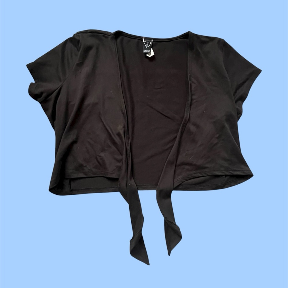 Black Vintage y2k Tie Front Bolero